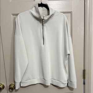 Women's White Zip-Up Sweater